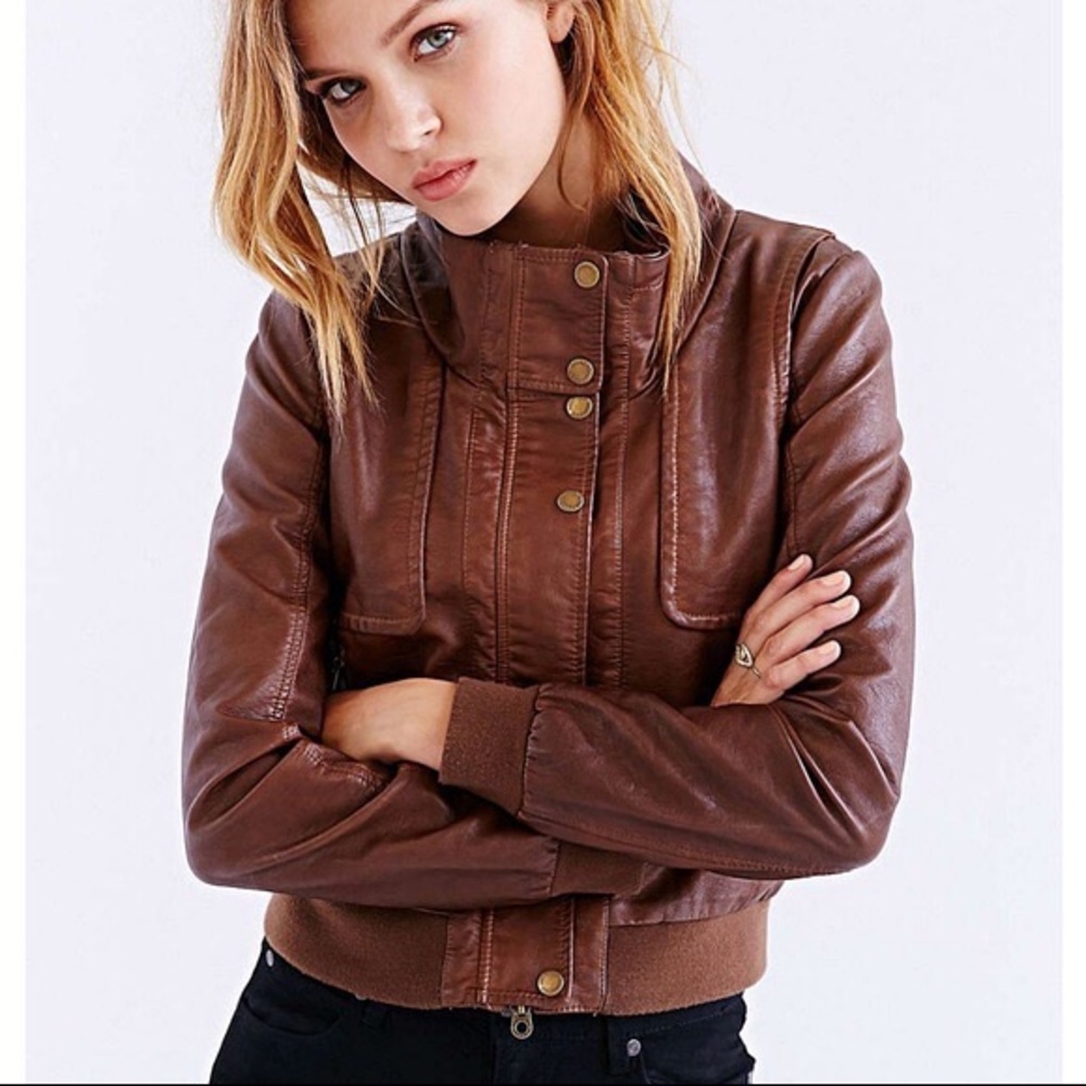 Members Only x Urban Outfitters Vegan Leather Bomber Jacket